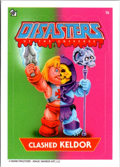 Clashed Keldor trading card for sale from Disasters of the Universe by Mark Pingitore featuring a split character illustration