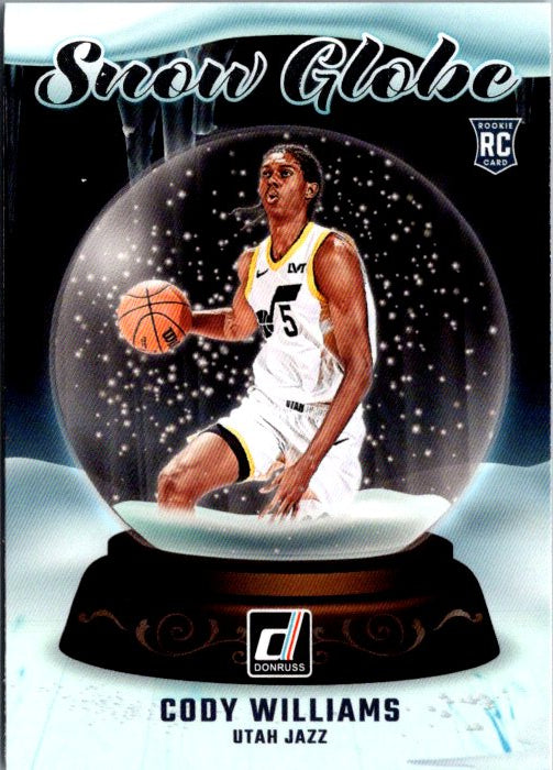 Cody Williams snow globe collectible basketball card from Donruss Panini featuring player action shot