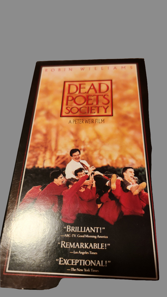 Dead Poets Society VHS tape featuring Robin Williams with iconic movie cover art