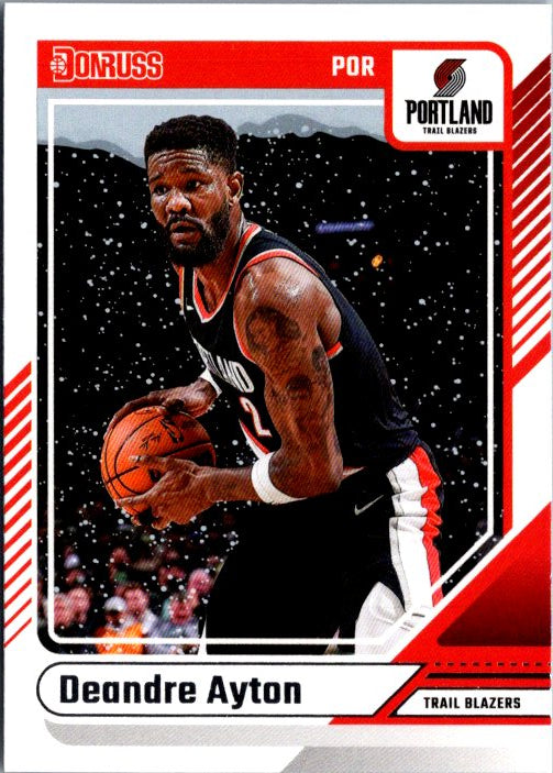Deandre Ayton basketball card from Donruss Panini featuring the player in action with a basketball
