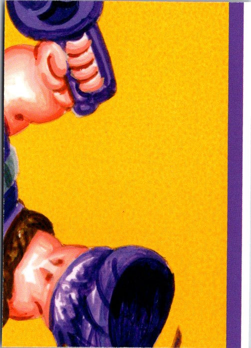 Partial view of 4B Odious Otis card for sale featuring cartoon character with purple weapon on yellow background