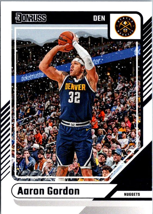 Aaron Gordon trading card showcasing him in Denver Nuggets uniform shooting a basketball