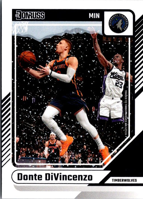 Donte DiVincenzo trading card featuring him in action on the court for the Timberwolves