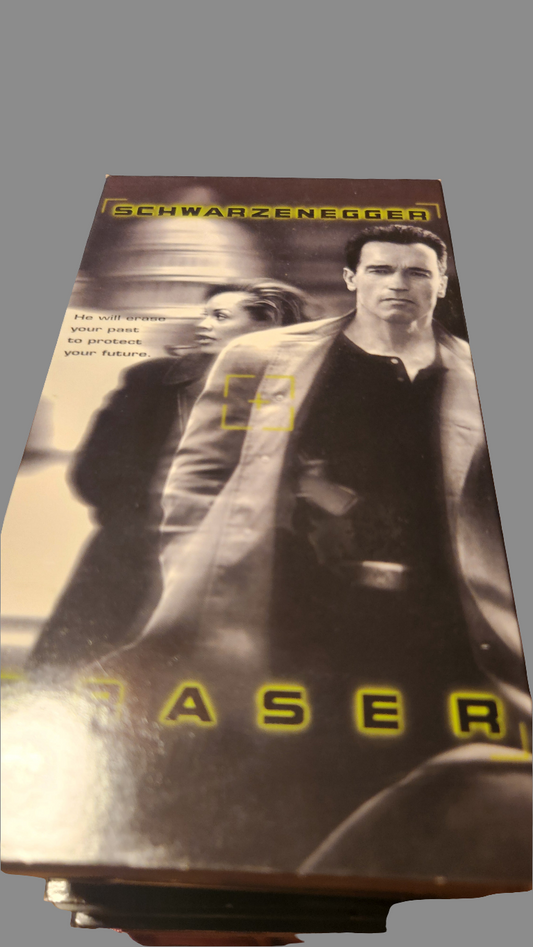Eraser VHS tape featuring Schwarzenegger available from Lawrence's Collectibles Eraser VHS for sale