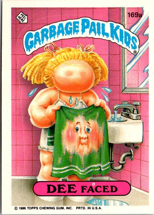 169A DEE FACED - GARBAGE PAIL KIDS card featuring a child with a towel and humorous expression