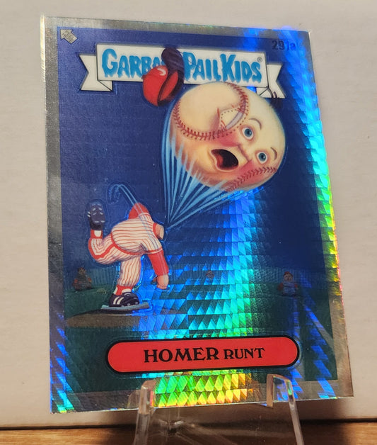 291A Homer Runt trading card featuring a cartoon character with a baseball and vibrant holographic background