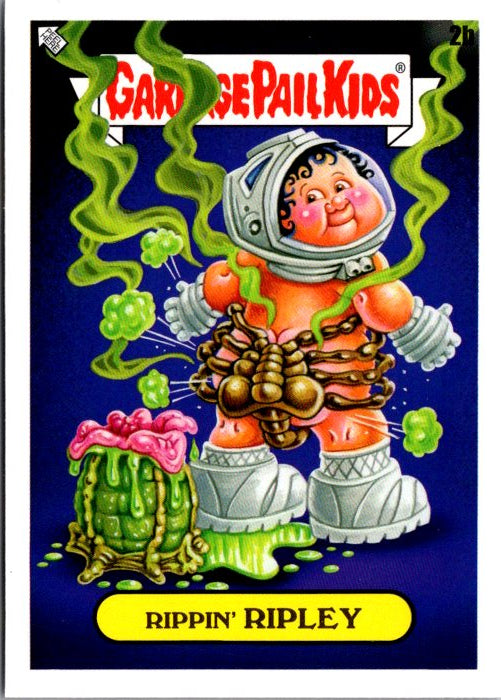 2B RIPPIN' RIPLEY - GARBAGE PAIL KIDS card featuring a quirky character in a space suit with gooey elements