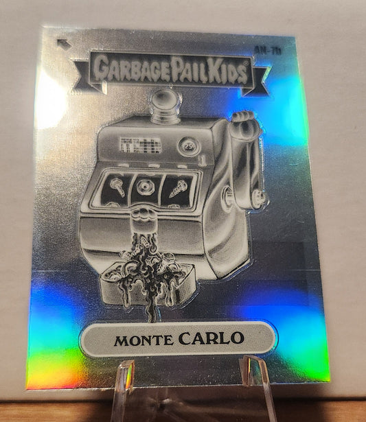 AN-7B Negative Refractor trading card featuring Monte Carlo from Garbage Pail Kids series