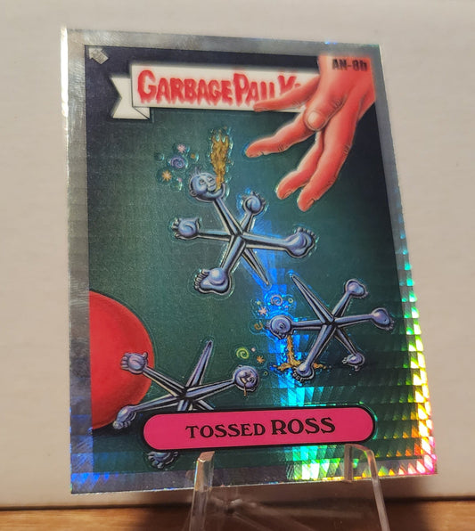 Garbage Pail Kids card AN-8B featuring Tossed Ross with colorful holographic effect