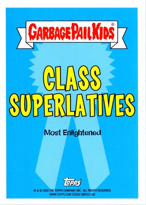 Garbage Pail Kids Enlightened Lyle Card from Class Superlatives Series, featuring Most Enlightened design