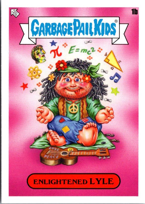 Garbage Pail Kids Enlightened Lyle trading card featuring a colorful design with a peaceful character