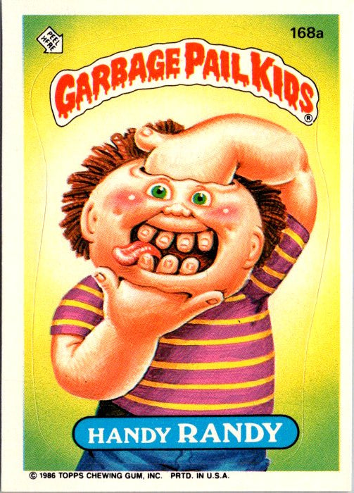 Garbage Pail Kids Handy Randy trading card featuring a character with a silly expression and striped shirt