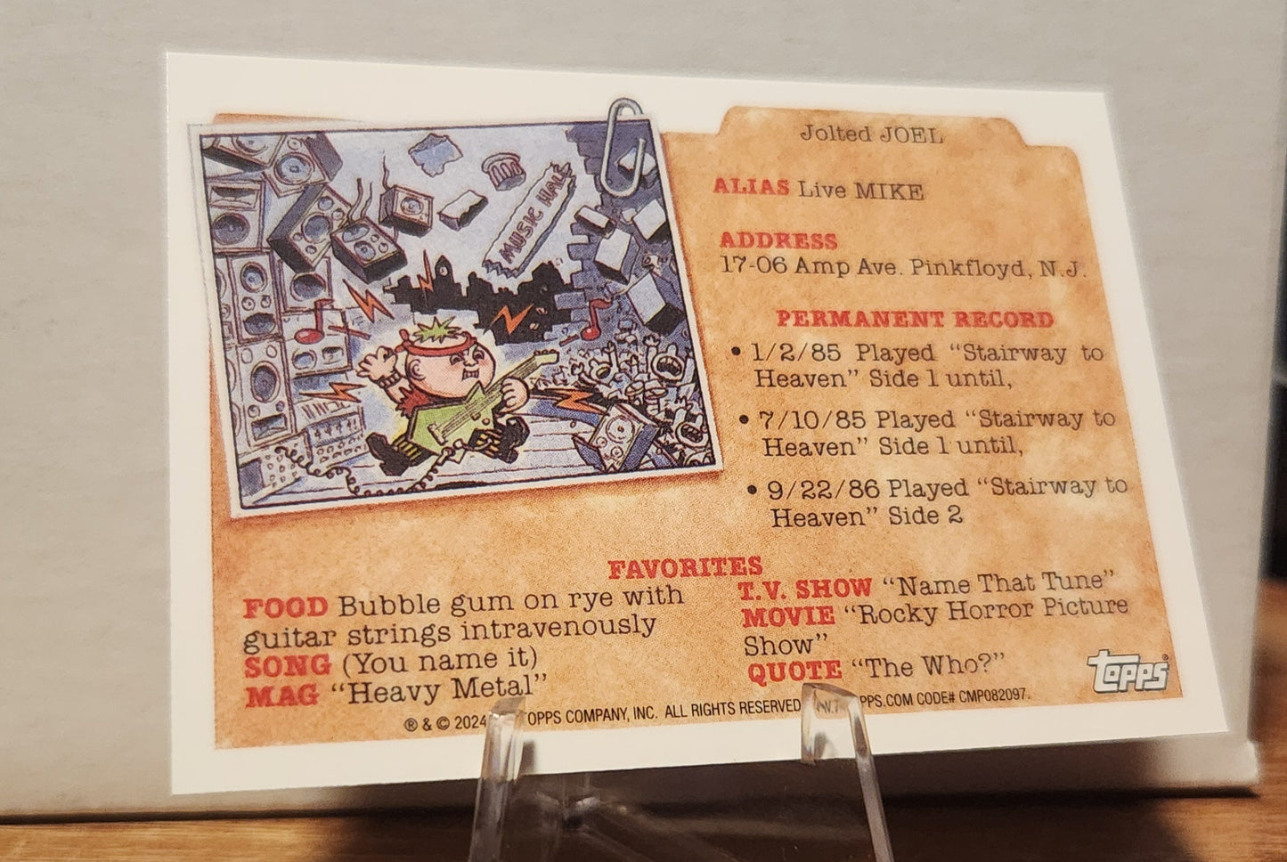Topps GPK card featuring Have a Nice Dave refractor with fun cartoon artwork and details
