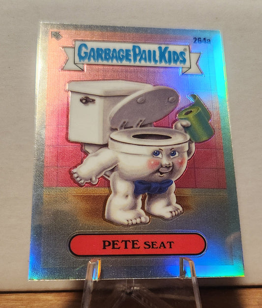 Garbage Pail Kids Pete Seat collectible card featuring a humorous character in a toilet setting