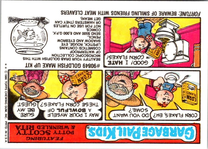 208B TEED-OFF TOM - GARBAGE PAIL KIDS card featuring humorous illustration with kids and corn flakes