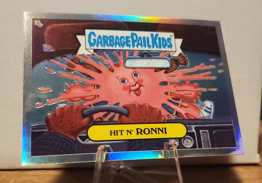 285B Hit N' Ronni trading card featuring a colorful Garbage Pail Kids design with a playful character