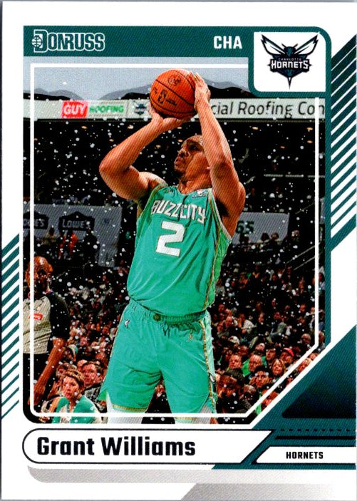 DONRUSS PANINI Grant Williams trading card featuring player in green jersey shooting a basketball
