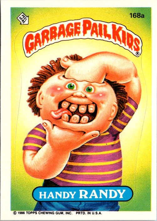 Handy Randy Garbage Pail Kids trading card featuring a cartoon character with a funny expression