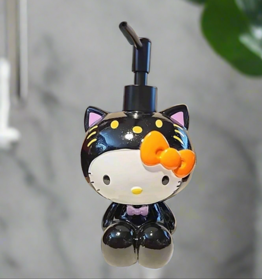 Hello Kitty Halloween Soap dispenser in black with orange bow and cat ears for festive decoration