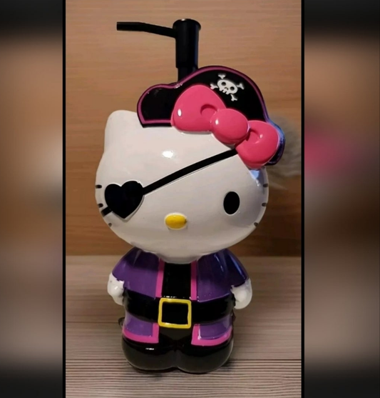 Hello Kitty pirate soap dispenser in vibrant colors with a cute design and a pirate hat