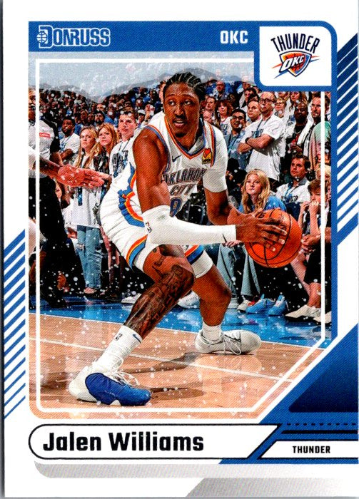 Jalen Williams basketball card featuring him in action for the OKC Thunder with vibrant design