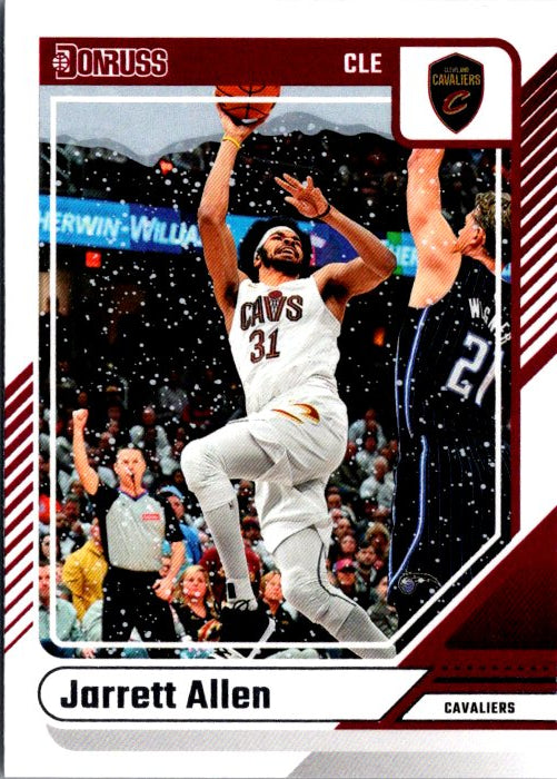 Jarrett Allen trading card featuring him in action with the Cleveland Cavaliers in a dynamic pose