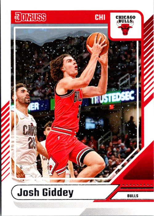Josh Giddey trading card featuring the player in action for the Chicago Bulls
