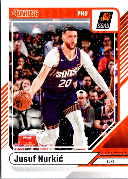 Jusuf Nurkic trading card featuring the player in Suns uniform with dynamic action pose
