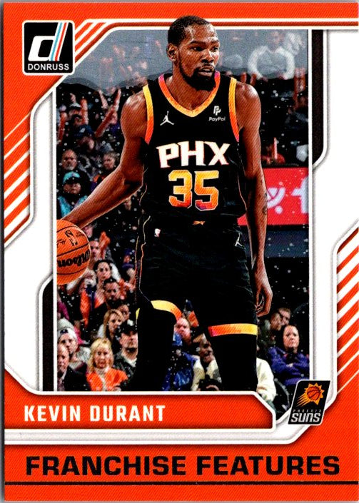 Kevin Durant trading card featuring the player in a Phoenix Suns jersey with vibrant colors