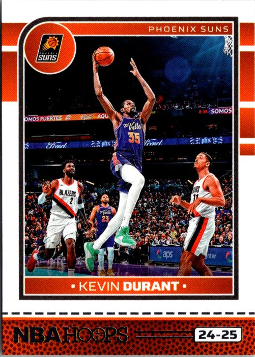 Kevin Durant trading card featuring Durant in Phoenix Suns uniform during a basketball game