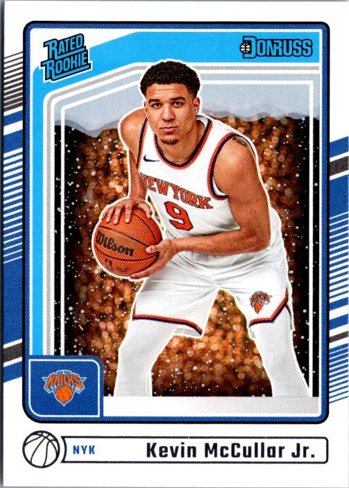Kevin McCullar Jr. trading card featuring the New York Knicks rookie in his team uniform