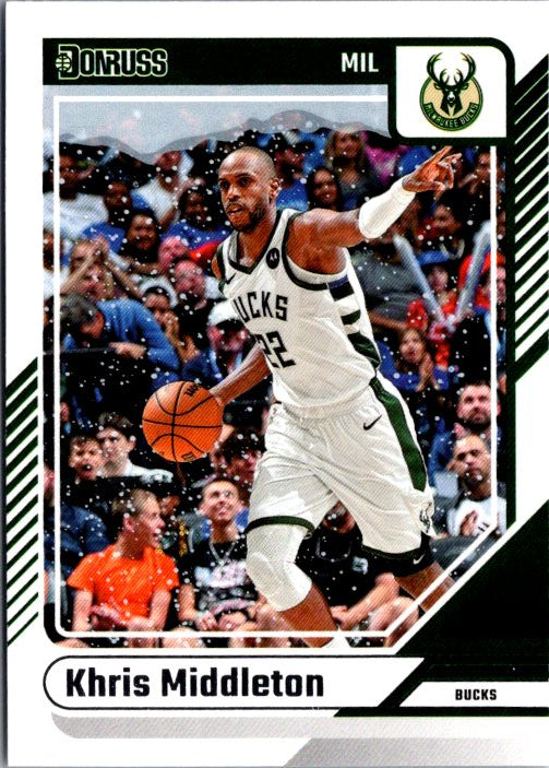 Khris Middleton trading card from Donruss Panini featuring the Milwaukee Bucks star in action