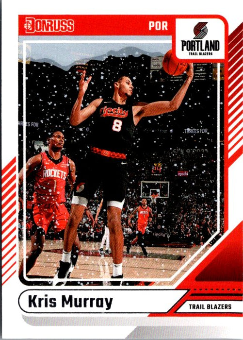 Kris Murray trading card featuring the player in a game action pose for the Portland Trail Blazers