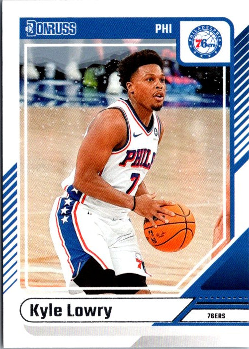 DONRUSS PANINI Kyle Lowry trading card featuring him in 76ers uniform with basketball