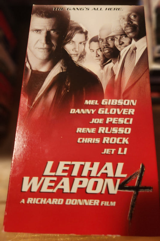 Lethal Weapon 4 VHS collectible from Lawrence's Collectibles featuring movie cover with main cast members