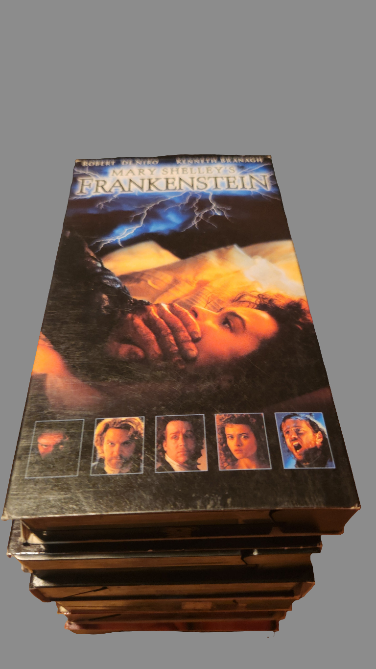 Mary Shelley's Frankenstein VHS tape from Lawrence's Collectibles with detailed horror movie cover art