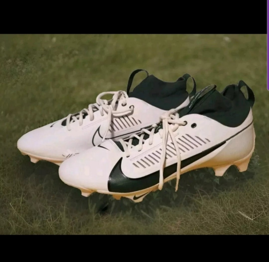 Nike Vapor Edge Pro 360 cleats in white and black for optimal performance on the field