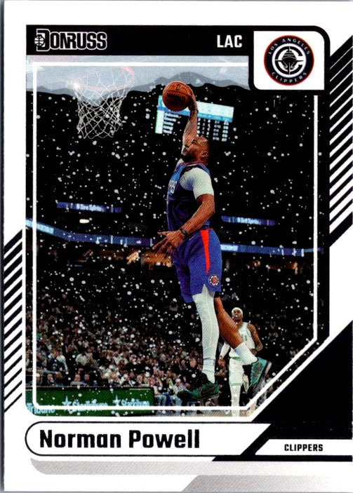 Norman Powell basketball card featuring him in action with the Clippers in a vibrant design