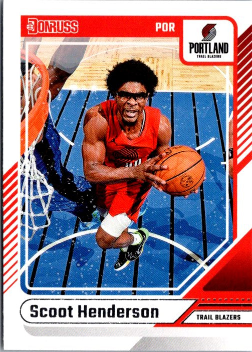 DONRUSS PANINI Scoot Henderson trading card featuring the athlete in action on the basketball court