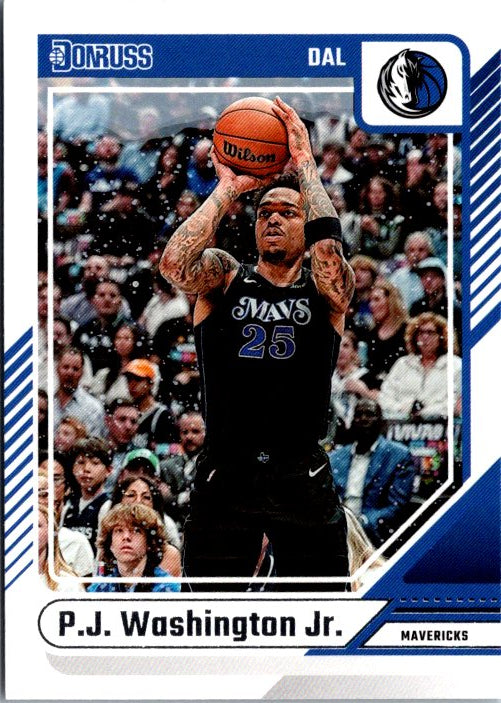 Donruss Panini P.J. Washington Jr. trading card featuring him shooting a basketball for the Mavericks