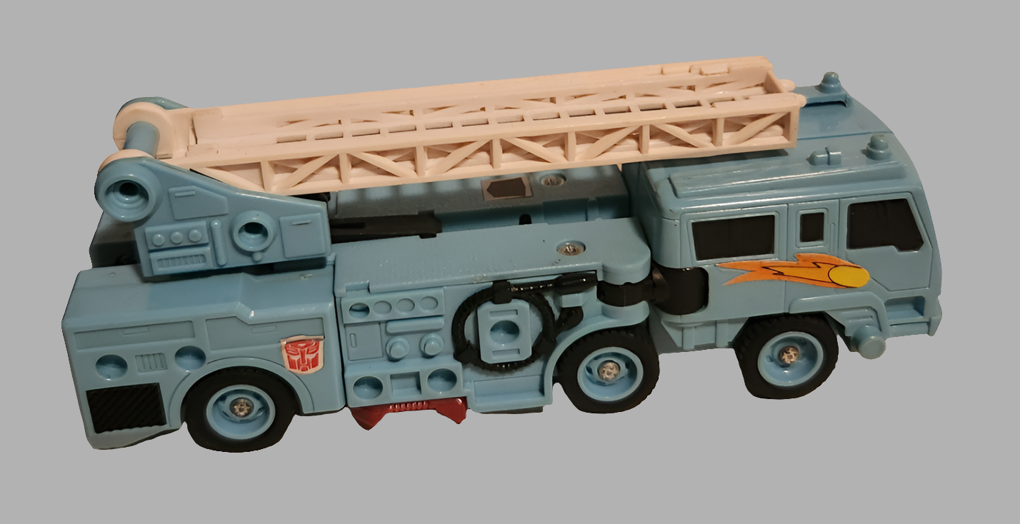 Protectobots Transformers collectible vehicle in blue with fire ladder for fans and collectors