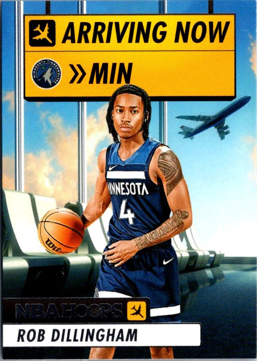Rob Dillingham trading card featuring the player in a Minnesota Timberwolves jersey