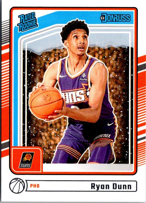 Ryan Dunn rookie card from Donruss Panini featuring the player with a basketball in action pose