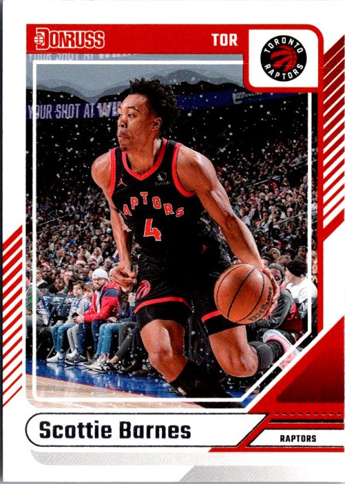 DONRUSS PANINI Scottie Barnes trading card featuring Barnes in action for the Toronto Raptors