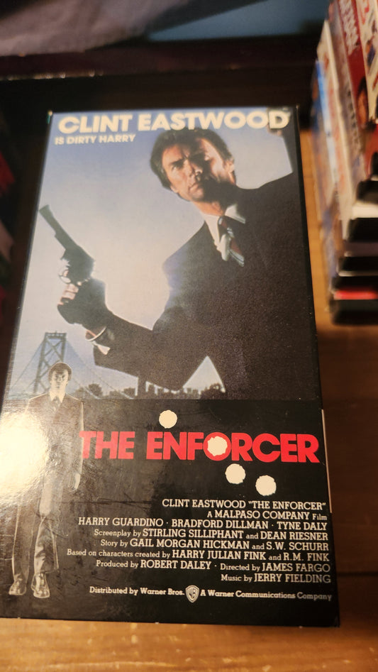 The Enforcer VHS collectible featuring Clint Eastwood as Dirty Harry in original case from Lawrence's Collectibles