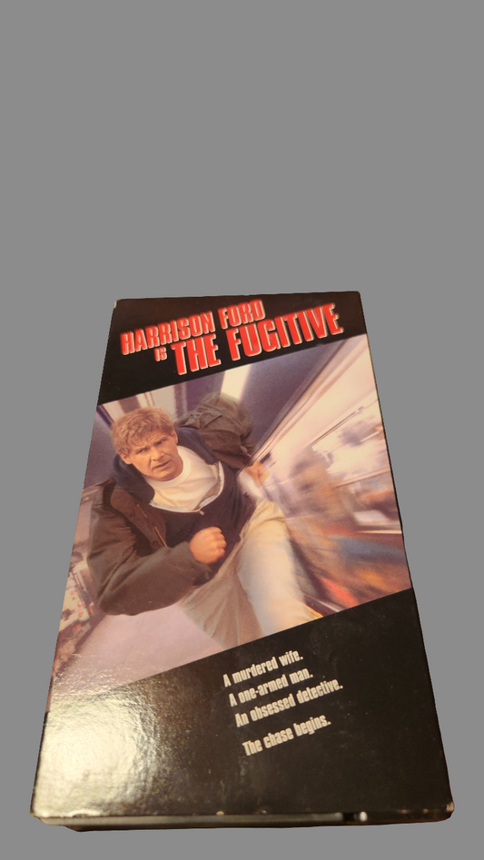 The Fugitive VHS tape featuring Harrison Ford from Lawrence's Collectibles with original movie cover art