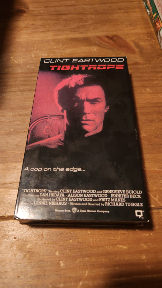 Tightrope VHS collectible featuring Clint Eastwood in a dramatic movie cover from Lawrence's Collectibles