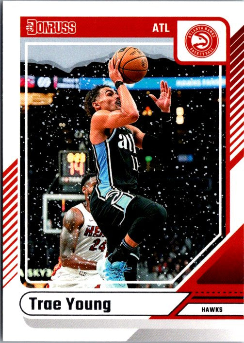 DONRUSS PANINI Trae Young trading card featuring Young in action for the Atlanta Hawks