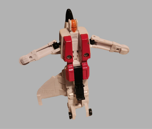 Transformers Slingshot collectible action figure in white and red color with articulated wings
