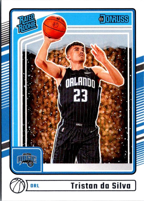 DONRUSS PANINI Tristan da Silva rookie card featuring the player in a black Orlando Magic jersey